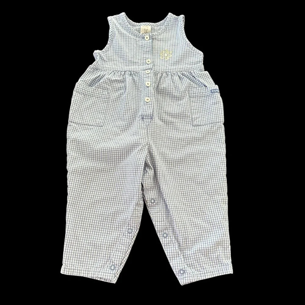 Vintage Osh Kosh B’Gosh 24 months Blue Gingham Check‎ Overalls One Piece Girls